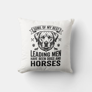 Hund Häst Älskare Vintage Ledande Män Design_1 Kudde
