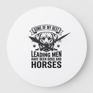 Hund Häst Älskare Vintage Ledande Män Design_1 Stor Klocka