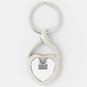 Hund Häst Älskare Vintage Ledande Män Design_1 Twisted Heart Silverfärgad Nyckelring