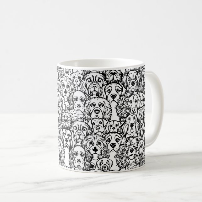 Hund Head Mönster Kaffemugg (Framsida höger)