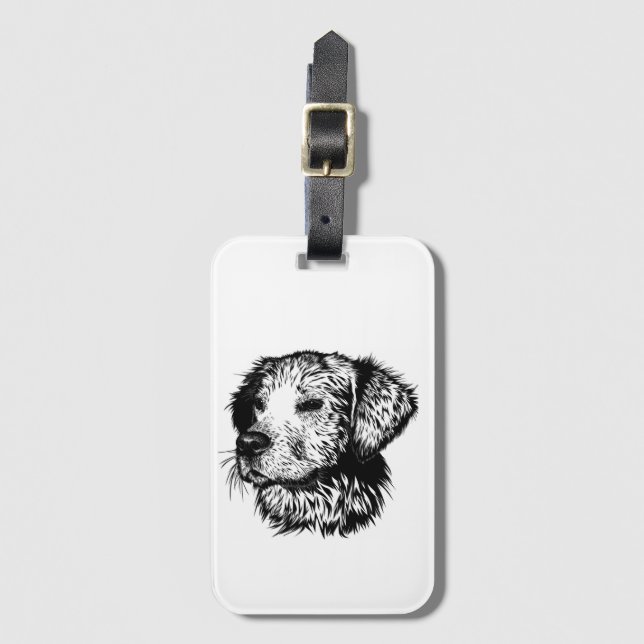 Hund Head Sketch Bagagebricka (Framsida vertikal)