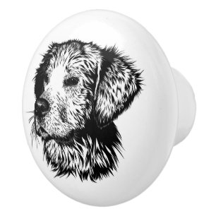 Hund Head Sketch Knopp