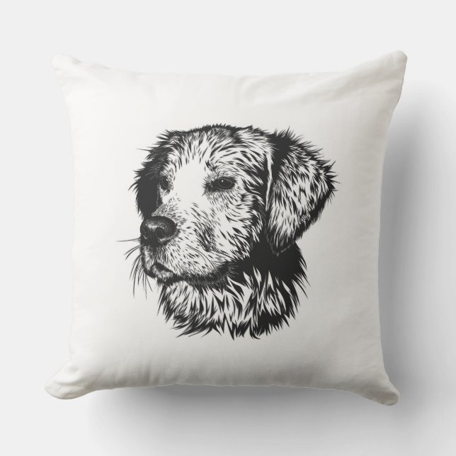 Hund Head Sketch Kudde (Framsida)