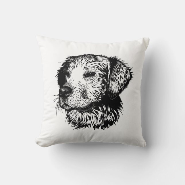 Hund Head Sketch Kudde (Framsida)