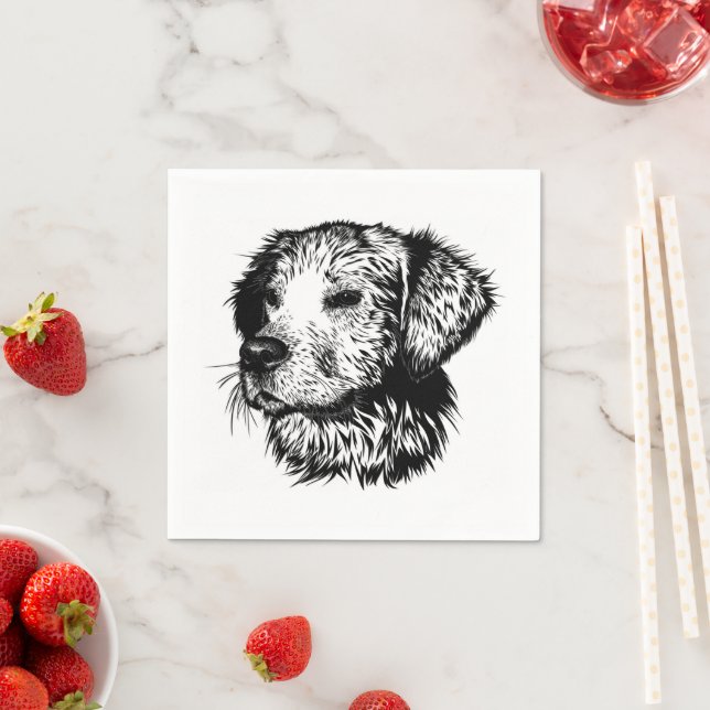 Hund Head Sketch Pappersservett (Insitu)