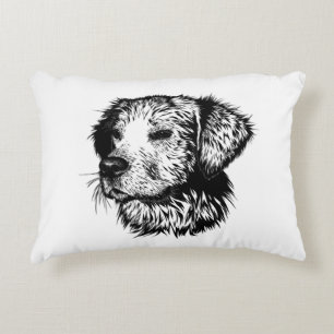 Hund Head Sketch Prydnadskudde