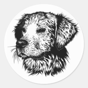 Hund Head Sketch Runt Klistermärke