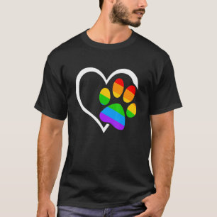 Hund Heart Lgbt Rainbow Flagga Ally Gay pride Mon T Shirt