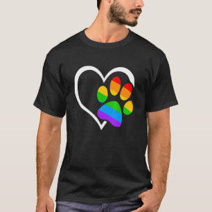 Hund Heart Lgbt Rainbow Flagga Ally Gay pride Mon T Shirt