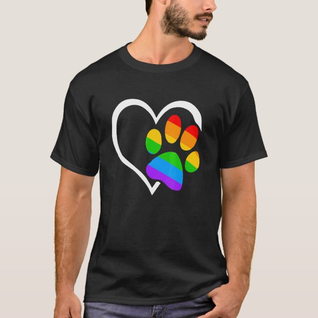 Hund Heart Lgbt Rainbow Flagga Ally Gay pride Mon T Shirt (Framsida)