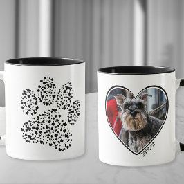 Hund Heart Paw Print Personlig Photo Mugg
