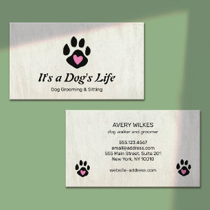 Hund Heart Tass Pet Sitta och Grooming Services Visitkort