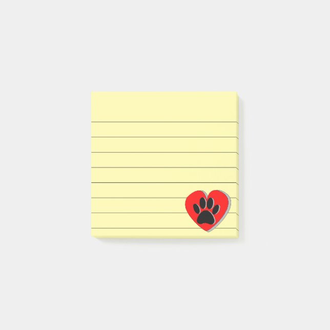 Hund Heart Teckning Ljuset 3 x 3 Post-it Block (Framsida)