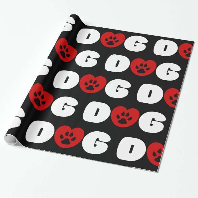 Hund Heart Wrapping Papper Presentpapper (Utrullad)