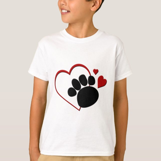 Hund Hearts I Kärlek min Hund Kids T-shirt (Framsida)