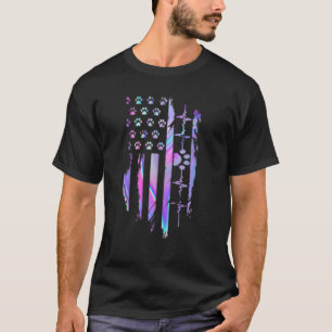 Hund Heartslag American Flagga Hologram T Shirt