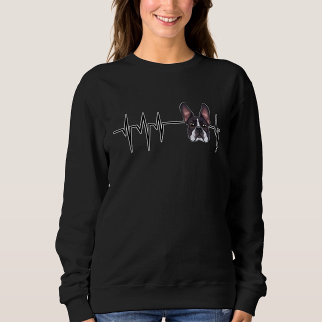 Hund Heartslag I Boston Terrier T Shirt (Framsida)