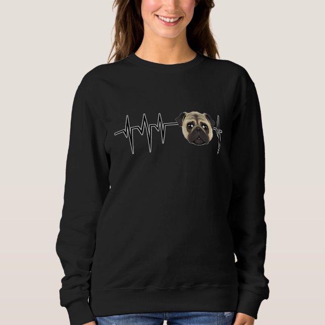 Hund Heartslag I Pug T Shirt (Framsida)