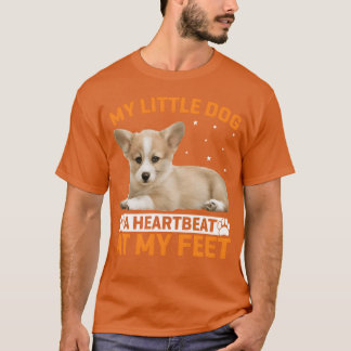 Hund Heartslag på min Feet Corgi-Hund-pojkfamilj T Shirt