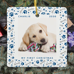 Hund Helgdag Cute Personlig Pet Photo Julgransprydnad Keramik
