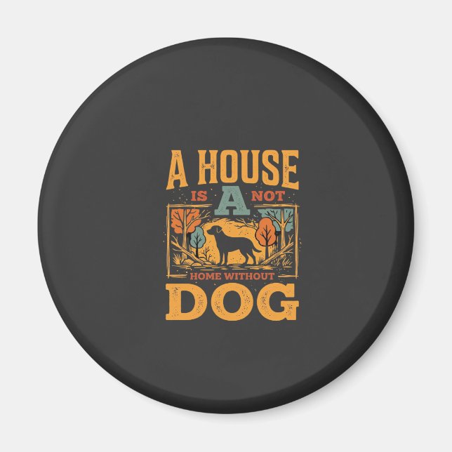 Hund Hem Vintage Hus Magnet (Framsidan)