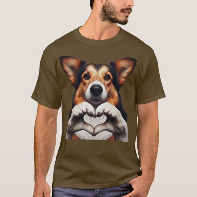 HUND Hjarta T Shirt (Framsida)