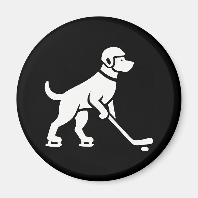 Hund Hockey Player Silhouette Magnet (Framsidan)