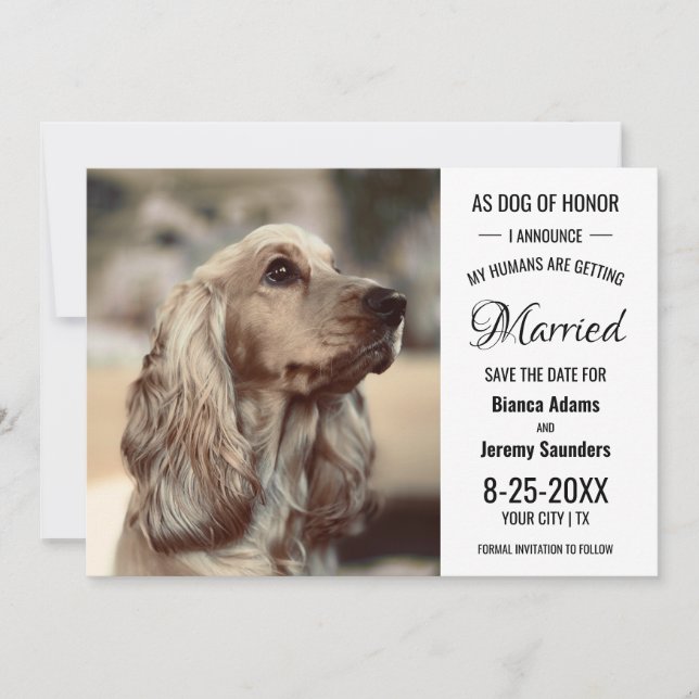 Hund Honor Pet Photo Bröllop spara datum Datumet (Framsida)
