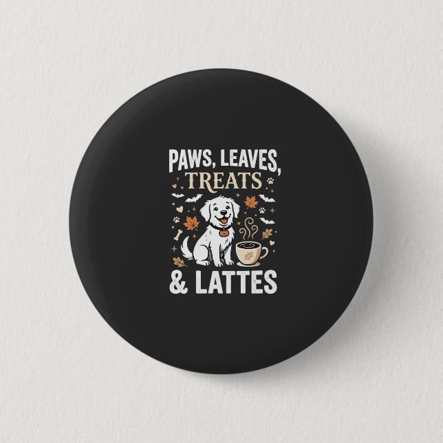 Hund Höst Latte Halloween Knapp (Framsida)