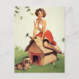 Hund House Pin Up Vykort