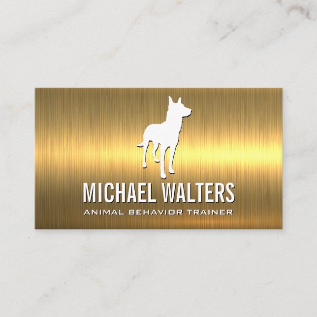 Hund Hund Logotyp | Guld Metallic Visitkort (Framsida)