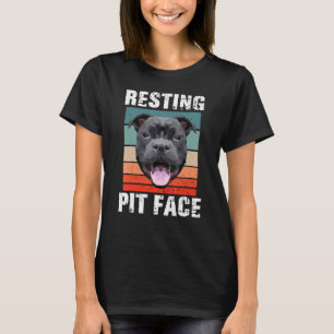 Hund Hund Pitbull Pittie Resting Pit Ansikte Pitbu T Shirt