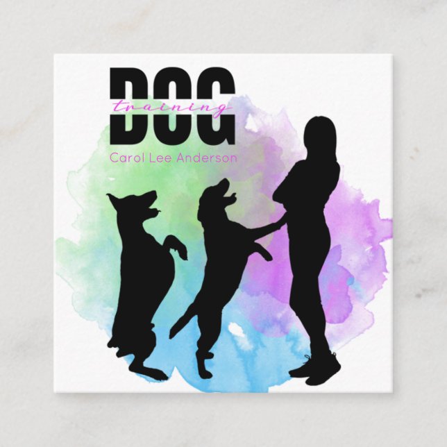 Hund/Hund-tränare Fyrkantigt Visitkort (Framsida)