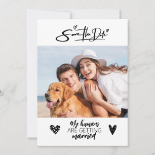 Hund Husdjur Foto Rustik Spara Datum Svart Bröllop Inbjudningar