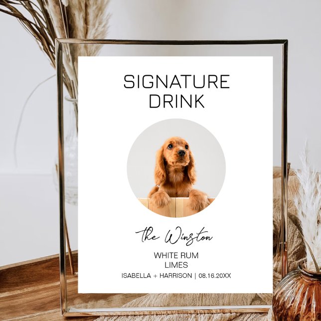 Hund Husdjur Signatur Cocktail Minimalistisk Bröll Poster (Skapare uppladdad)