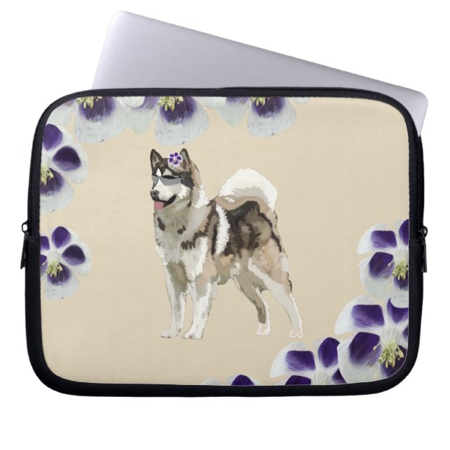 Hund, Husky Hund  Konst Neopren Datorfodral 10" (Framsidan)