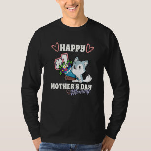 Hund Husky Lycklig första Mor S-dagen Mamma Matc T Shirt