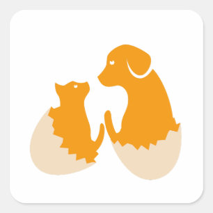 hund i ägget fyrkantigt klistermärke