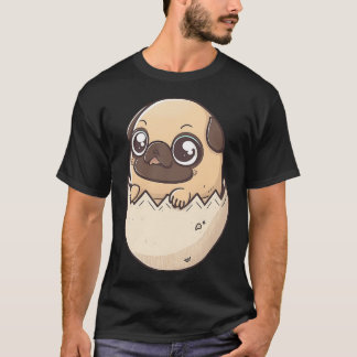 Hund i ägget, Söt påskpug, Kawaii hund, Pug i T Shirt
