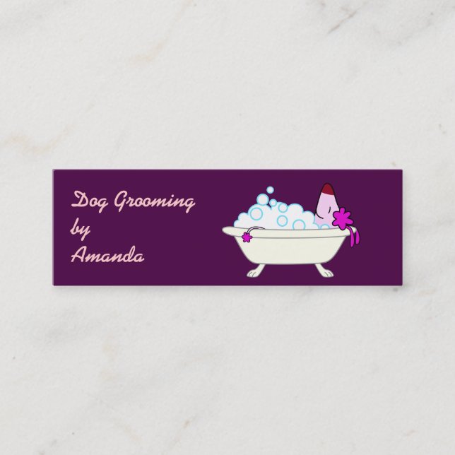 Hund i badkaret - älsklings- Groomer Mini Visitkort (Framsida)