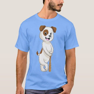Hund i Baseball med Baseball fladdermus T Shirt