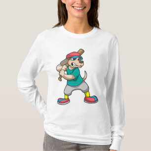 Hund i Baseball med Baseball fladdermus T Shirt