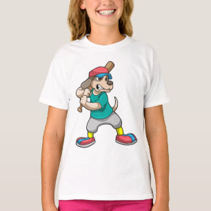 Hund i Baseball med Baseball fladdermus T Shirt