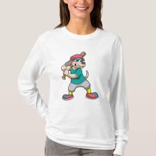 Hund i Baseball med Baseball fladdermus T Shirt
