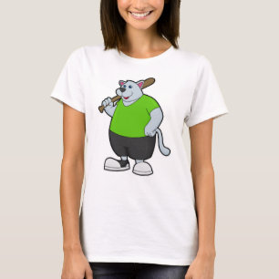 Hund i Baseball med Baseball fladdermus T Shirt