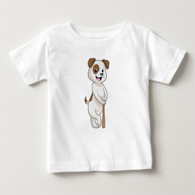 Hund i Baseball med Baseball fladdermus T Shirt (Framsida)