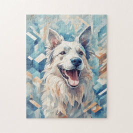 Hund i blå mosaik pussel