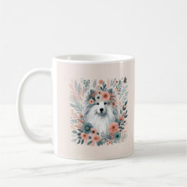 Hund i blommor kaffemugg