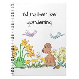Hund i blomsterträdgård anteckningsbok