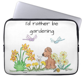 Hund i blomsterträdgård laptop fodral